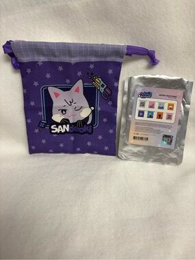 SANDEOKI Aniteez in Color Drawstring Pouch Choi San Ateez Purple Cat